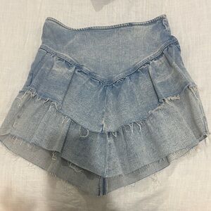 MOTHER Light Blue Denim Ruffle denim skirt. Worn only 1 time